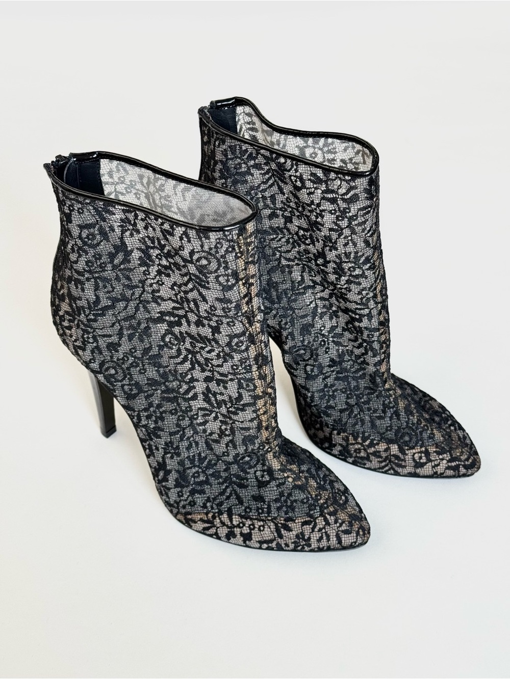 Bottega Veneta Black Lace Stiletto Heel Ankle Boots - New Without Box - Size 38